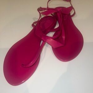 Womens Alexandre Birman Pink Clarita Bow Jelly Thong Sandal Shoe 41 US 10